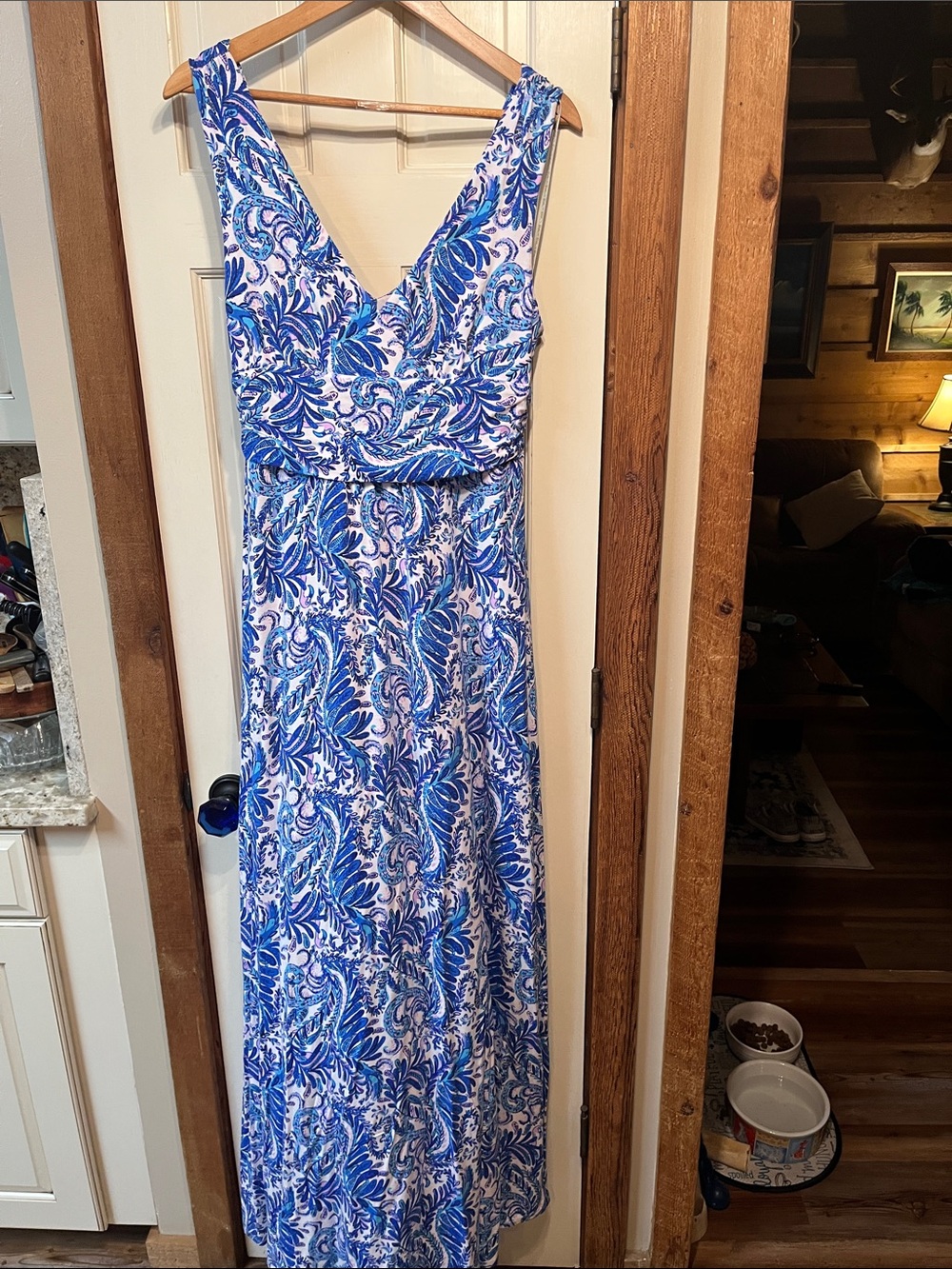 Lilly Pulitzer Blue Paisley V-Neck Maxi Dress - Elegant Summer Style size large